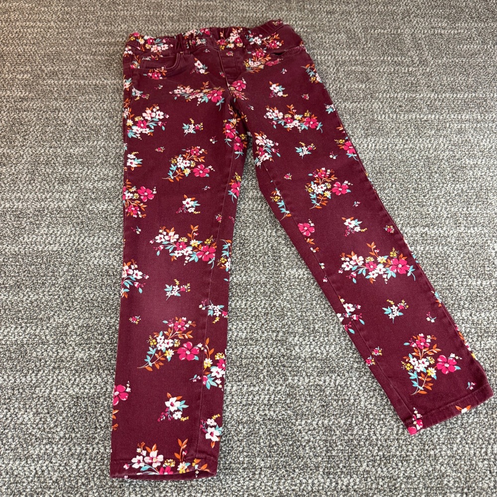 Carters Girls Burgundy Floral Jegging Pants Maroon Size 7 - Picture 1 of 6